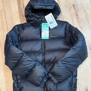 NWT Youth Sz Large Marmot Black Insulated Hoody Puffer Jacket Full Down